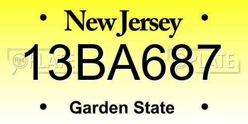 13BA687 New Jersey License Plate