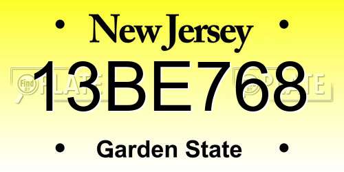 13BE768 New Jersey License Plate