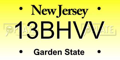 13BHVV New Jersey License Plate