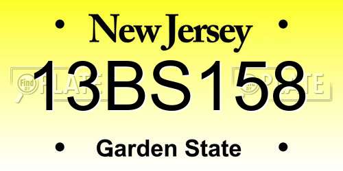 13BS158 New Jersey License Plate