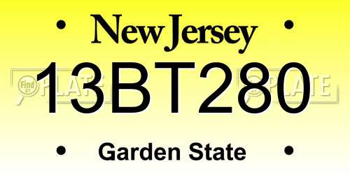 13BT280 New Jersey License Plate