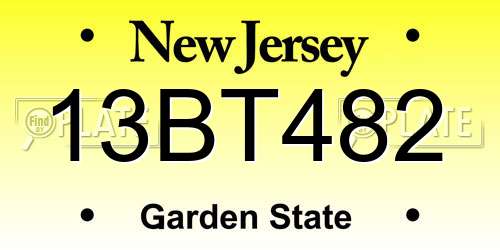 13BT482 New Jersey License Plate