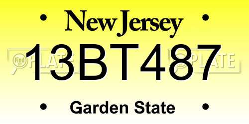 13BT487 New Jersey License Plate