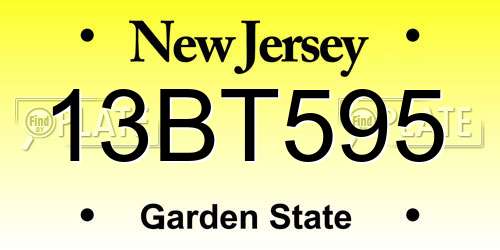 13BT595 New Jersey License Plate