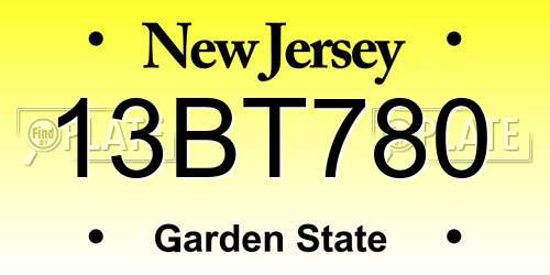 13BT780 New Jersey License Plate