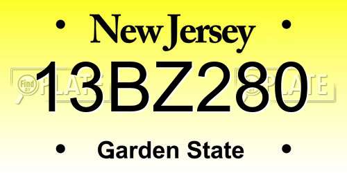 13BZ280 New Jersey License Plate