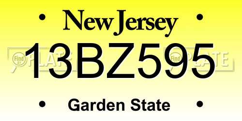 13BZ595 New Jersey License Plate