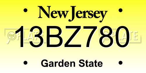 13BZ780 New Jersey License Plate