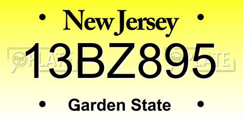 13BZ895 New Jersey License Plate