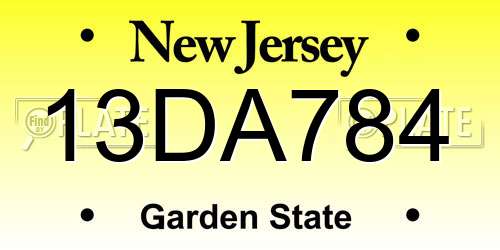13DA784 New Jersey License Plate