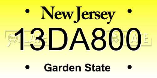 13DA800 New Jersey License Plate