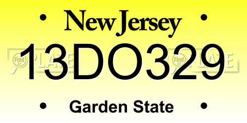 13DO329 New Jersey License Plate