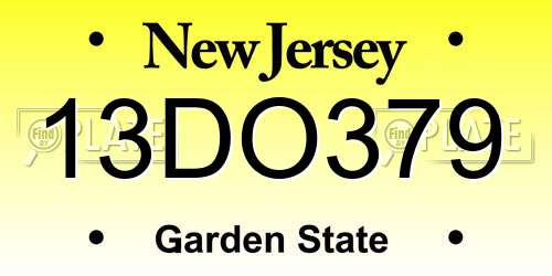 13DO379 New Jersey License Plate