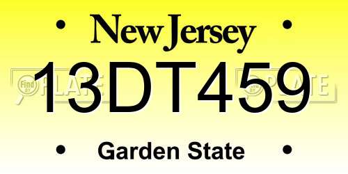 13DT459 New Jersey License Plate