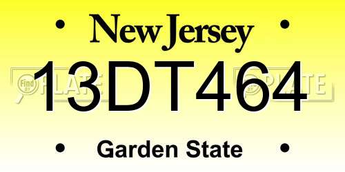13DT464 New Jersey License Plate