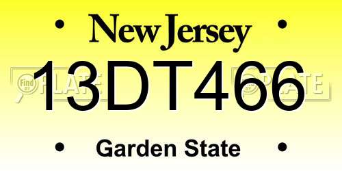 13DT466 New Jersey License Plate