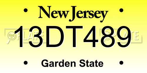 13DT489 New Jersey License Plate