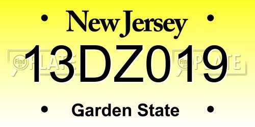 13DZ019 New Jersey License Plate