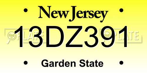 13DZ391 New Jersey License Plate