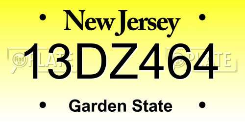 13DZ464 New Jersey License Plate
