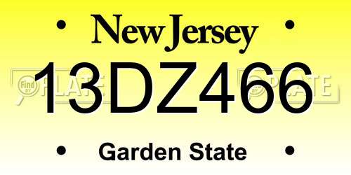 13DZ466 New Jersey License Plate