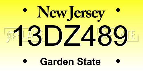 13DZ489 New Jersey License Plate