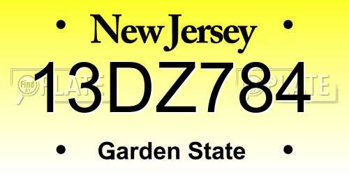 13DZ784 New Jersey License Plate