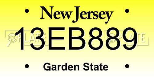 13EB889 New Jersey License Plate