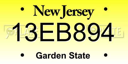 13EB894 New Jersey License Plate