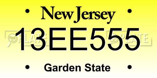 13EE555 New Jersey License Plate