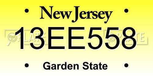 13EE558 New Jersey License Plate