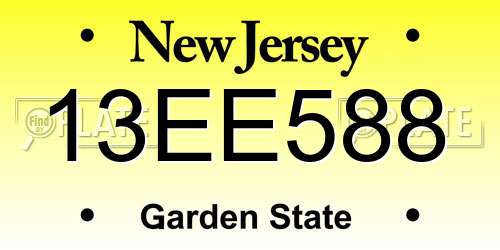 13EE588 New Jersey License Plate