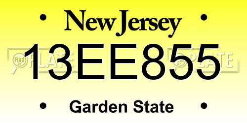 13EE855 New Jersey License Plate