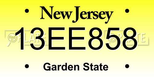 13EE858 New Jersey License Plate