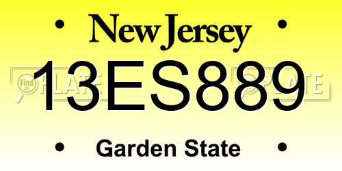 13ES889 New Jersey License Plate