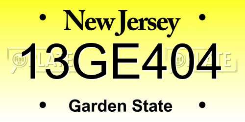 13GE404 New Jersey License Plate