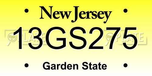 13GS275 New Jersey License Plate