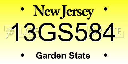 13GS584 New Jersey License Plate