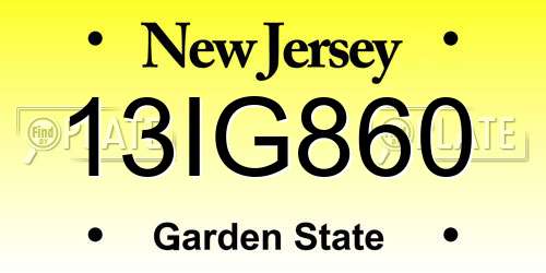 13IG860 New Jersey License Plate