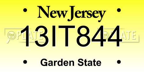 13IT844 New Jersey License Plate