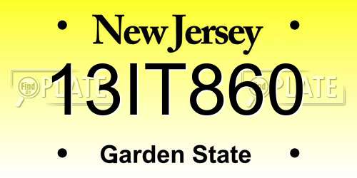 13IT860 New Jersey License Plate