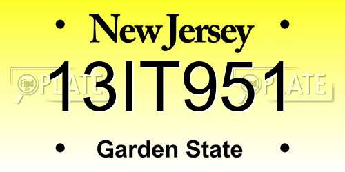 13IT951 New Jersey License Plate