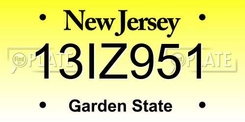 13IZ951 New Jersey License Plate