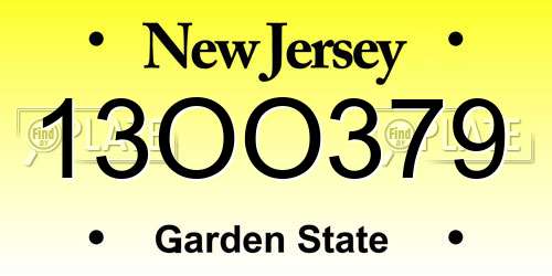 13OO379 New Jersey License Plate