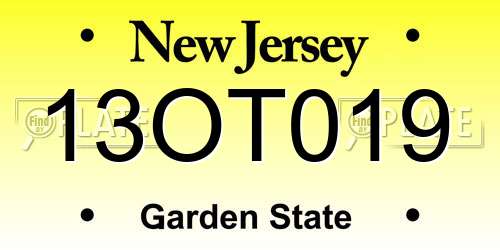 13OT019 New Jersey License Plate