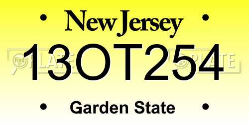 13OT254 New Jersey License Plate