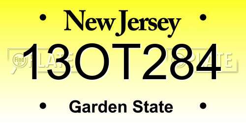 13OT284 New Jersey License Plate