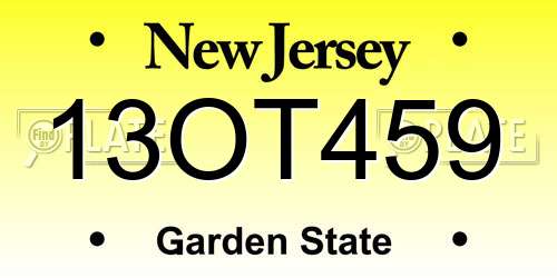 13OT459 New Jersey License Plate