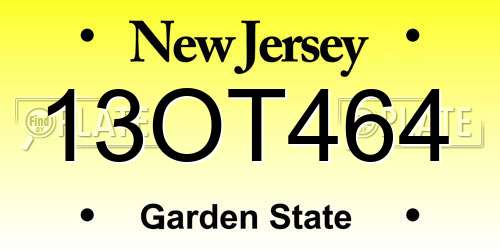 13OT464 New Jersey License Plate