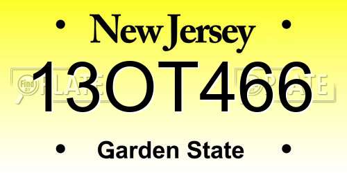 13OT466 New Jersey License Plate